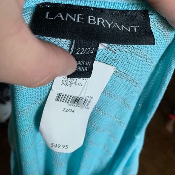 Lane Bryant turquoise shimmery cropped lightweight 22/24 sweater - Picture 3 of 3